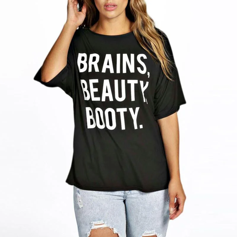 Women Fashion Casual Loose Big Large Size Half Sleeve Letter Print Slim T-shirt-- Mesh Blend Leather Blend Suede Blend Women Fashion Casual Loose Big Large Size Half Sleeve Letter Print Slim T-shirt-- Mesh Blend Leather Blend Suede Blend