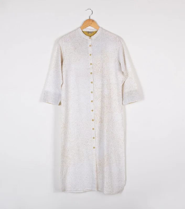 White Cotton Shirt Kurta-- Terry Blend Velvet Blend Canvas Blend