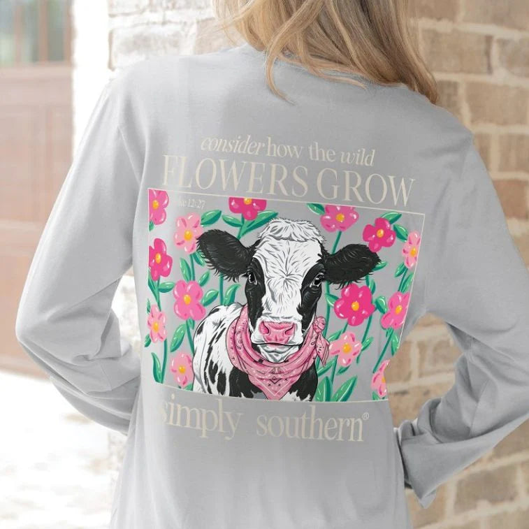 Simply Southern How The Wildflowers Grow Long Sleeve Shirt-- Polka Dot Checkered Tartan Simply Southern How The Wildflowers Grow Long Sleeve Shirt-- Polka Dot Checkered Tartan