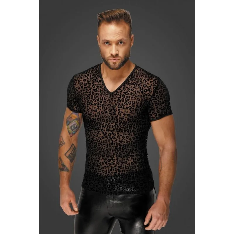Leopard Flock V-Neck T-Shirt-- Iron Safe Non-Iron Wrinkle Free
