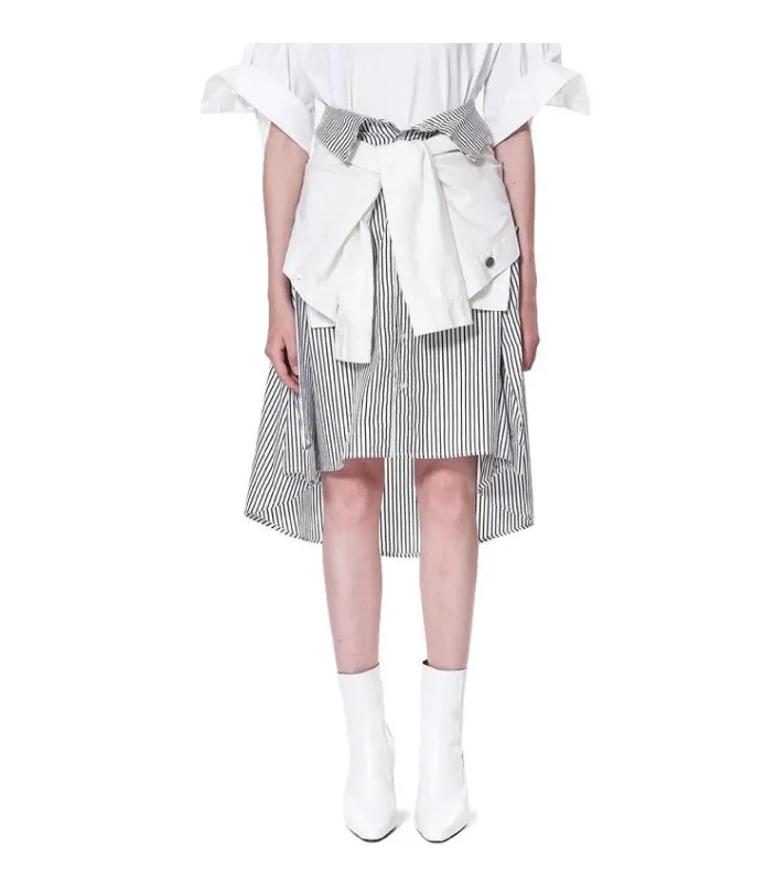 Shirt Sleeve Tie Waist Skirt-- Real Fur Shearling Chenille