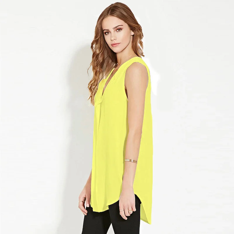 Chiffon Long Sleeveless V Neck Boyfriend Style OL Casual Women Tops tshirt 4XL 5XL -- Basic T-Shirt Crew Neck Short Sleeve Chiffon Long Sleeveless V Neck Boyfriend Style OL Casual Women Tops tshirt 4XL 5XL -- Basic T-Shirt Crew Neck Short Sleeve