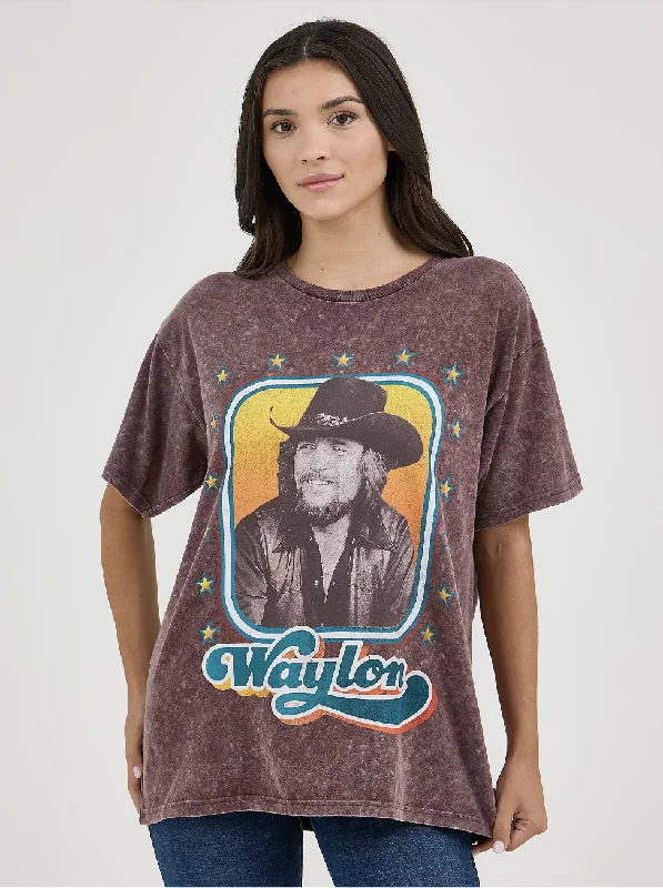 Wrangler Women's Waylon Jennings Tshirt-- Denim Fabric Leather Fabric Suede Fabric