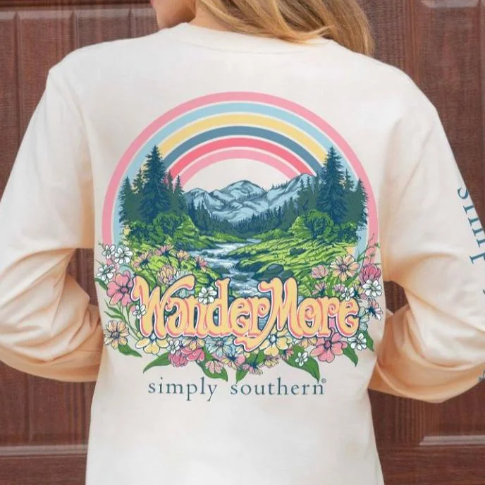 Simply Southern Wander More Long Sleeve Shirt-- Satin Blend Silk Blend Wool Blend