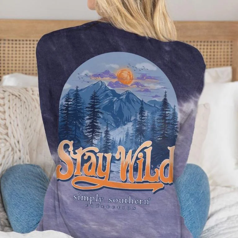 Simply Southern Stay Wild Long Sleeve Shirt-- Hooded Caped Shawl Collar