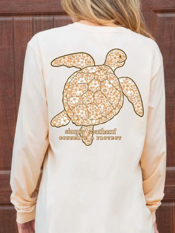 Simply Southern Wild Flower Sea Turtle Tracker Long Sleeve Shirt-- Denim Fabric Leather Fabric Suede Fabric Simply Southern Wild Flower Sea Turtle Tracker Long Sleeve Shirt-- Denim Fabric Leather Fabric Suede Fabric