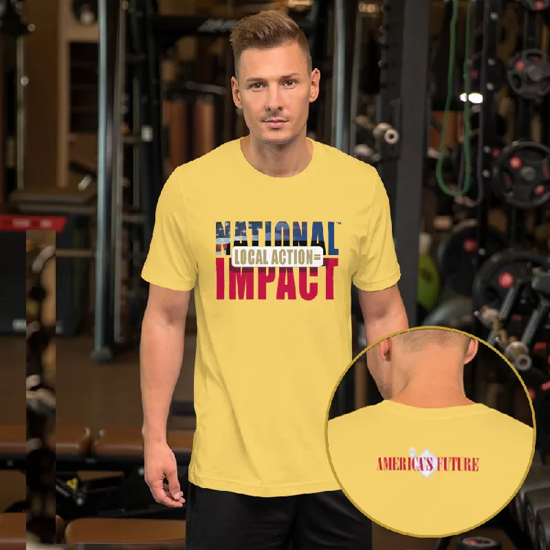 Local Action = National Impact - Unisex T-Shirt-- Polka Dot Checkered Tartan