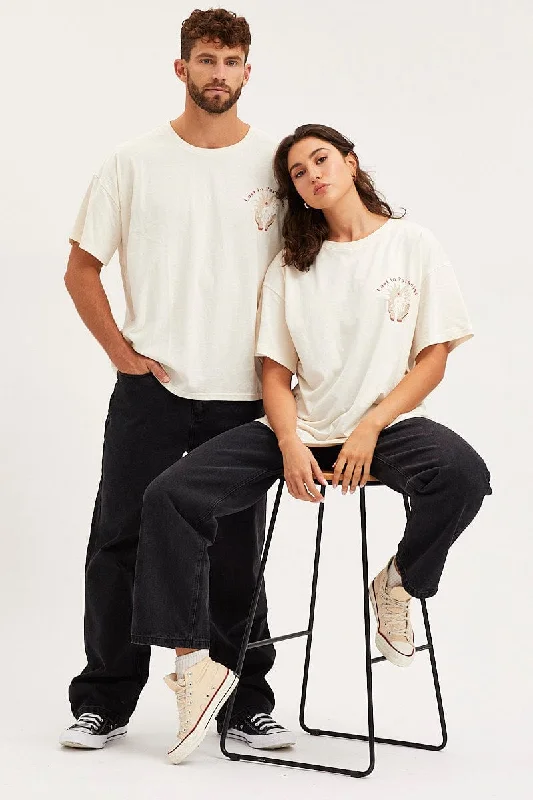 White Unisex T Shirt Short Sleeve Oversized Crew Neck-- Zippered Front Buttoned Front Snap Front White Unisex T Shirt Short Sleeve Oversized Crew Neck-- Zippered Front Buttoned Front Snap Front