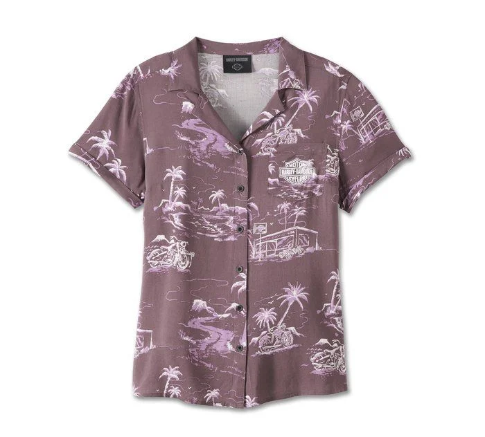 Harley-Davidson Women's Aloha Shirt-- Zippered Buttoned Snapped
