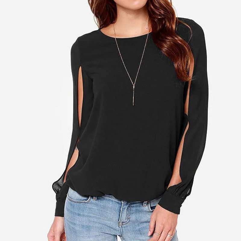 Women Casual Loose Long Sleeve Vintage Solid Chiffon Tops Tee T Shirt T-Shirt-- Hooded Caped Shawl Collar Women Casual Loose Long Sleeve Vintage Solid Chiffon Tops Tee T Shirt T-Shirt-- Hooded Caped Shawl Collar