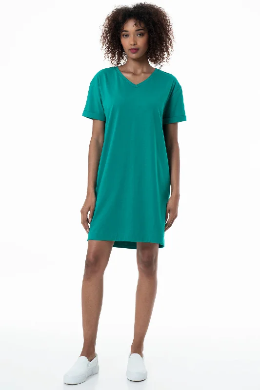 T-Shirt Dress _ 153675 _ Green-- Seamless Knitted Crochet
