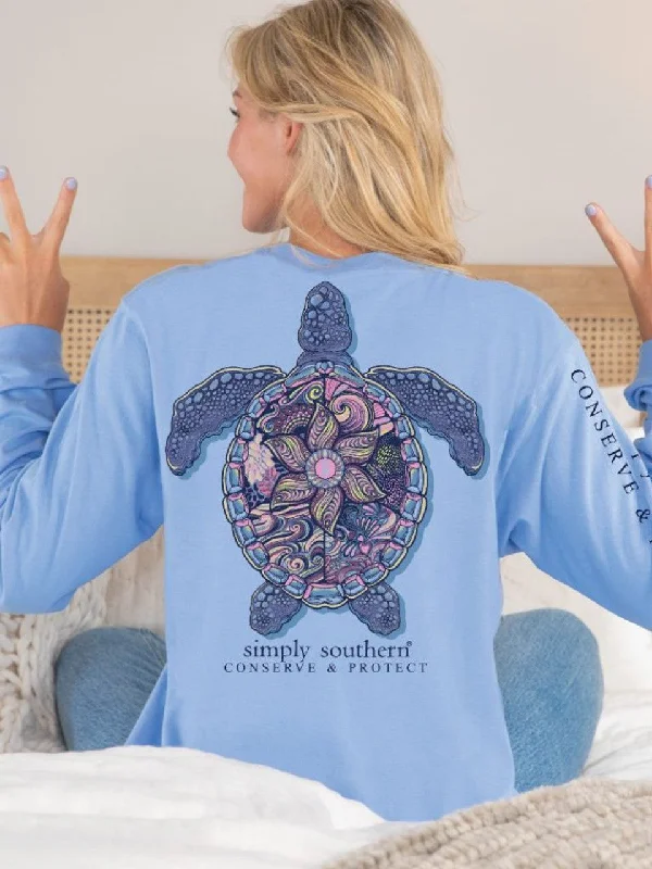Simply Southern Mandala Sea Turtle Tracker Long Sleeve Shirt-- Cotton Fabric Linen Fabric Terry Fabric Simply Southern Mandala Sea Turtle Tracker Long Sleeve Shirt-- Cotton Fabric Linen Fabric Terry Fabric