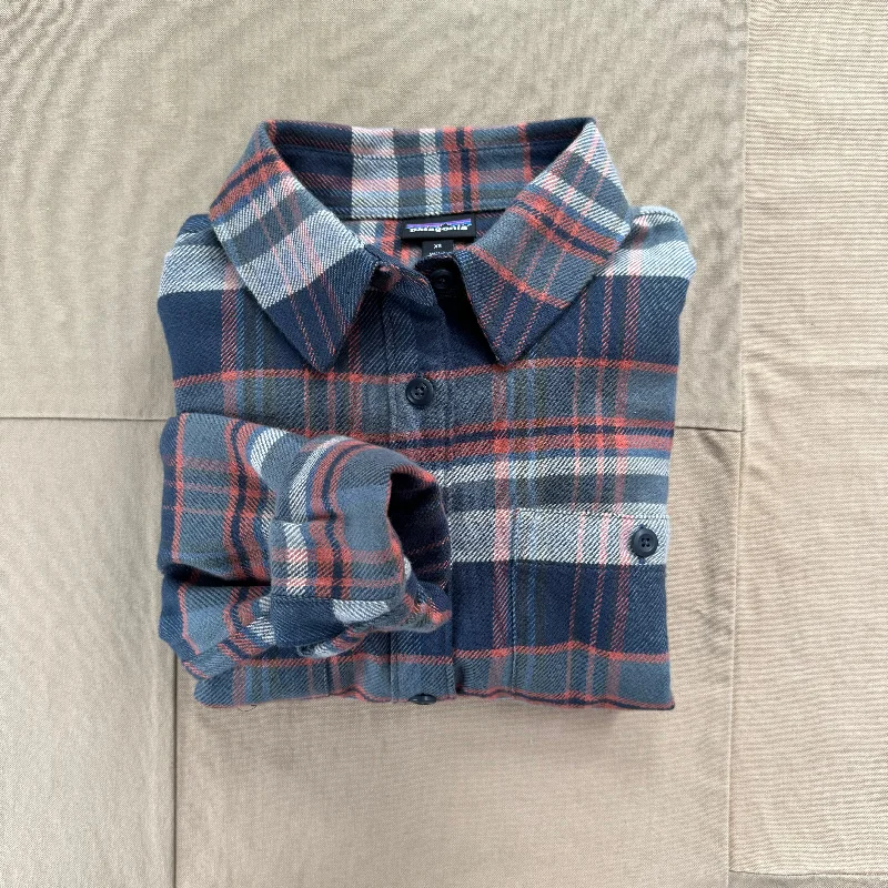 Women's Fjord Flannel Shirt, Adventurer: Smolder Blue-- Collared Crew Neck Turtle Neck
