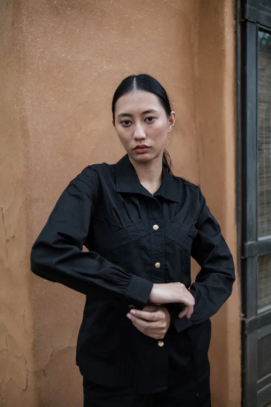 Black Arizona Shirt-- Mesh Fabric Canvas Fabric Denim Fabric