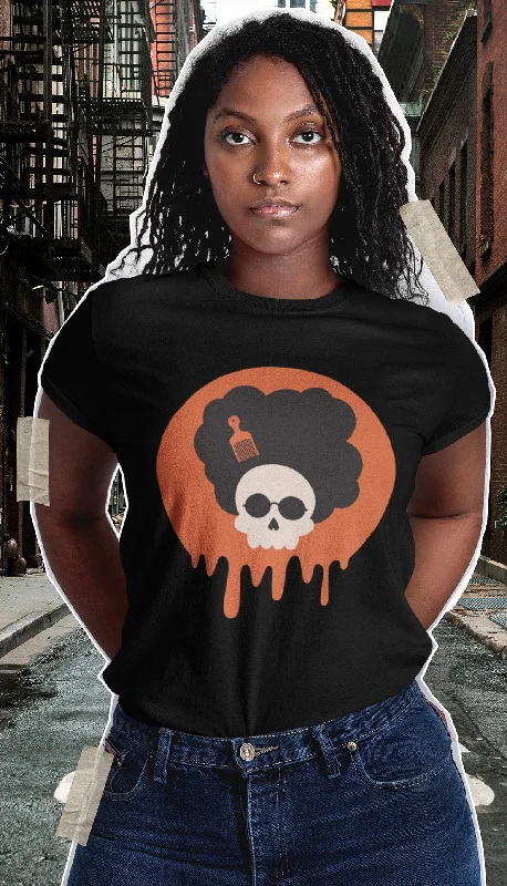 AfroFuturisticFrightNightFunkstication Women's T-Shirt - Skull 5-- Spandex Blend Rayon Blend Denim Blend AfroFuturisticFrightNightFunkstication Women's T-Shirt - Skull 5-- Spandex Blend Rayon Blend Denim Blend