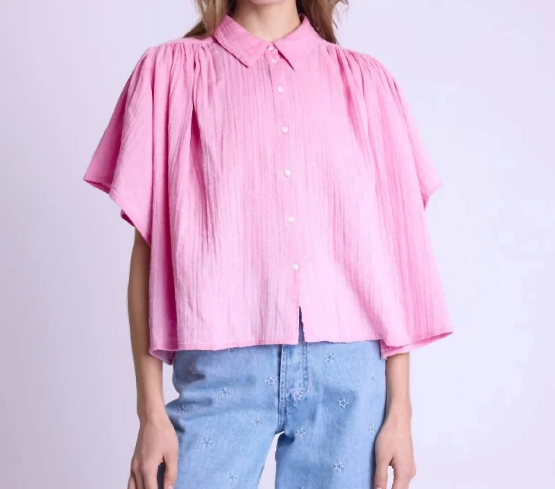 Cristifly Shirt In Pink Bubble-- Faux Fur Fabric Real Fur Fabric Shearling Fabric