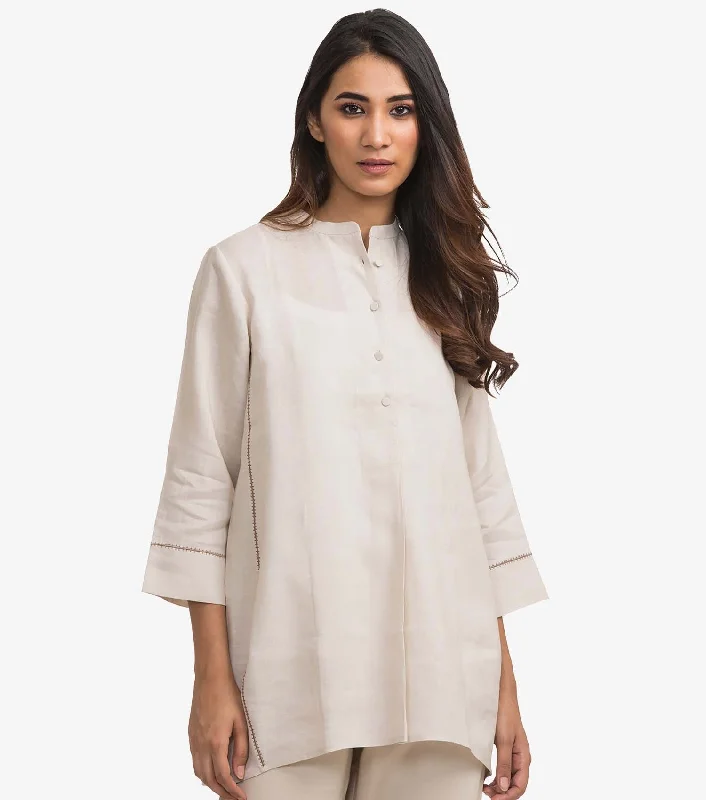 Natural linen solid shirt-- Oversized T-Shirt Spandex breathable