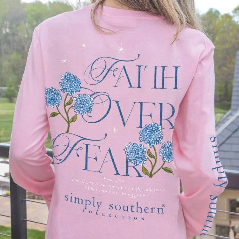 Simply Southern Faith Over Fear Floral Long Sleeve Shirt-- Zippered Front Buttoned Front Snap Front Simply Southern Faith Over Fear Floral Long Sleeve Shirt-- Zippered Front Buttoned Front Snap Front