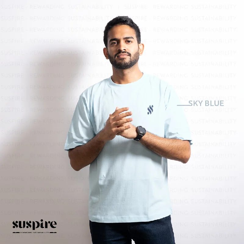 Unisex Organic Cotton T-Shirts (Pack of 3: Sky Blue, Navy and White)-- Graphic Embroidered Appliqued