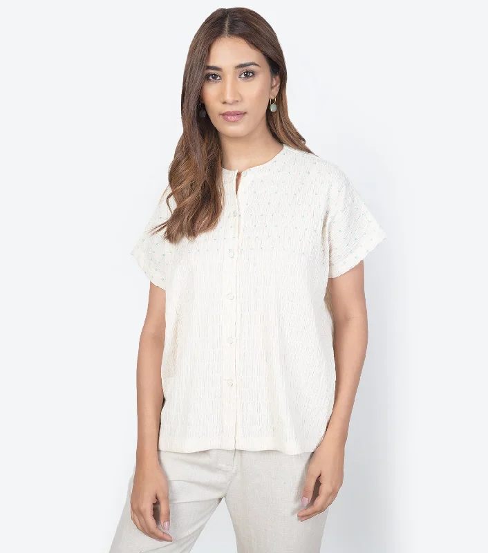 Natural Cotton Smocked Shirt-- Plaid T-Shirt Polka Dot Checkered