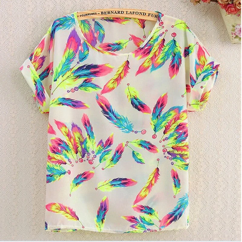 chiffion Batwing Short Sleeve T-Shirts women Loose Shirt Tees tops casual Tees clothes-- Boxy Fit Fitted Loose