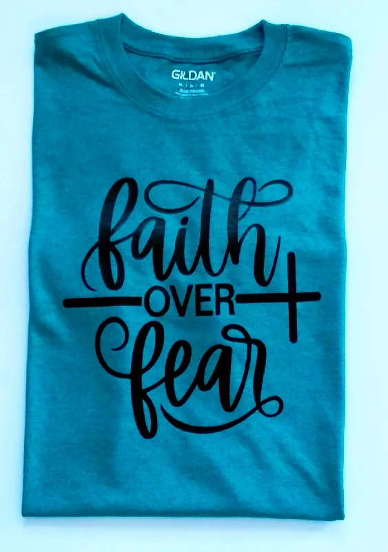 Faith Over Fear T-shirt For Women's-- Thin T-Shirt Open Front Quick Dry