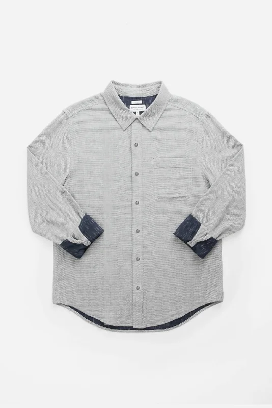 Men's Jude Button Down Shirt In Navy Pinstripe-- Elegant Classic Vintage