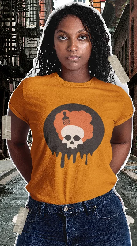 AfroFuturisticFrightNightFunkstication Women's T-Shirt - Skull 2-- Real Fur Shearling Chenille AfroFuturisticFrightNightFunkstication Women's T-Shirt - Skull 2-- Real Fur Shearling Chenille