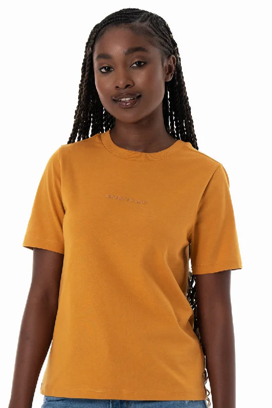 Slim Fit T-Shirt _ 154364 _ Ochre-- Chenille Blend Fleece Blend Nylon Blend