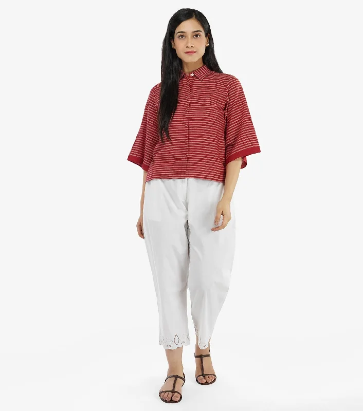 Maroon striped khadi shirt-- Cozy Warm Stylish