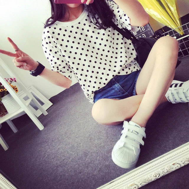korean kawaii polka dot t shirts women tee shirt poleras harajuku tumblr female tshirt-- Satin Blend Silk Blend Wool Blend korean kawaii polka dot t shirts women tee shirt poleras harajuku tumblr female tshirt-- Satin Blend Silk Blend Wool Blend
