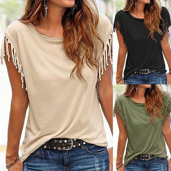 Women T Shirt Tops Knot Tassel Tee Crewneck Slim Fit Fashion Elegant-- Casual Formal Business Women T Shirt Tops Knot Tassel Tee Crewneck Slim Fit Fashion Elegant-- Casual Formal Business
