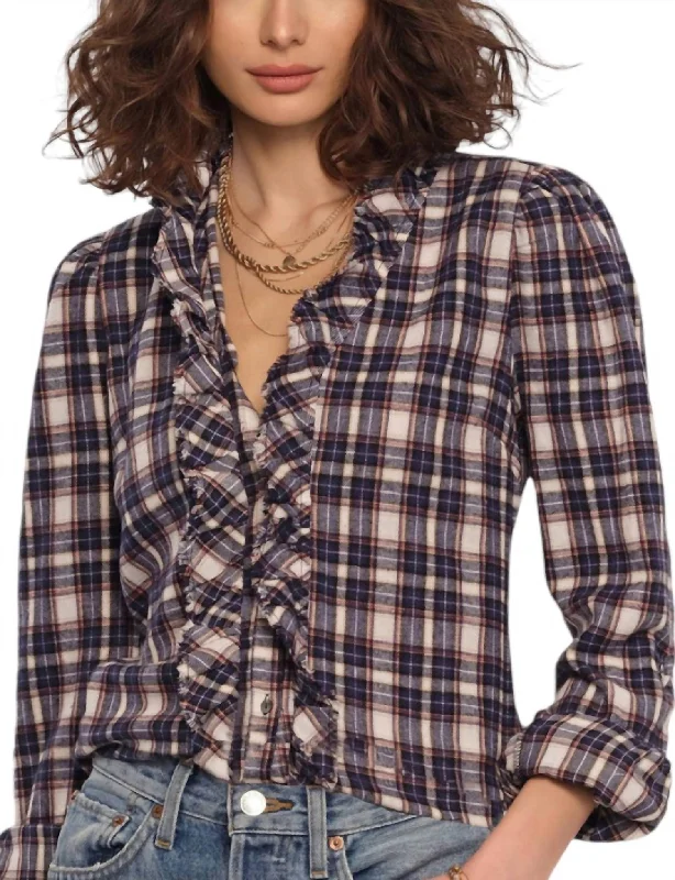 Julianne Shirt Top In Ivory-- Collared Crew Neck Turtle Neck