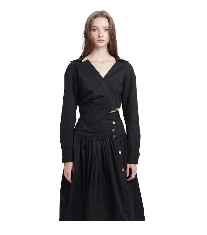 Cropped Strap Shirt-- Iron Safe Non-Iron Wrinkle Free