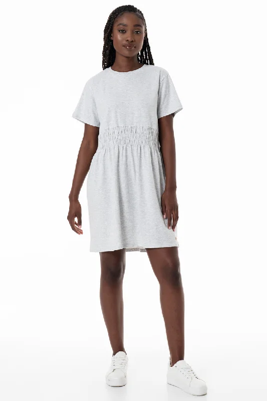 Fit And Flare T-Shirt Dress _ 153678 _ Ice Mel-- Hooded Caped Shawl Collar
