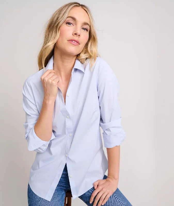 Wrinkle-Free Stretch Cotton Bella Shirt-- Fitted T-Shirt Seamless Stretchy