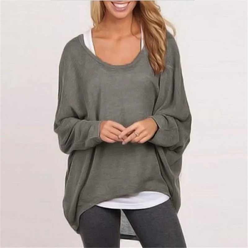 Women Batwing Long Sleeve Shirts Female Casual Loose Solid Tops Plus Size 9 Color-- Striped Floral Plaid Women Batwing Long Sleeve Shirts Female Casual Loose Solid Tops Plus Size 9 Color-- Striped Floral Plaid
