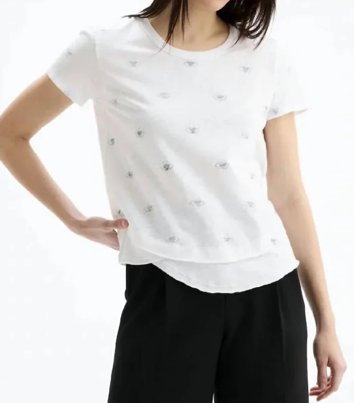 Loving Eyes Ava Mock Layer T-Shirt In White-- Elegant Classic Vintage
