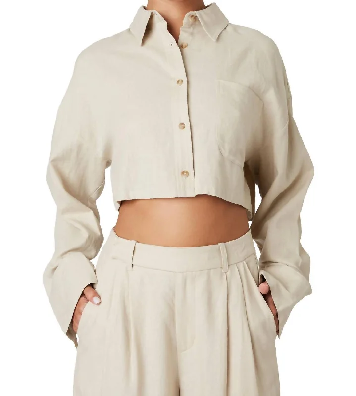Austin Shirt In Natural-- Hooded Caped Shawl Collar