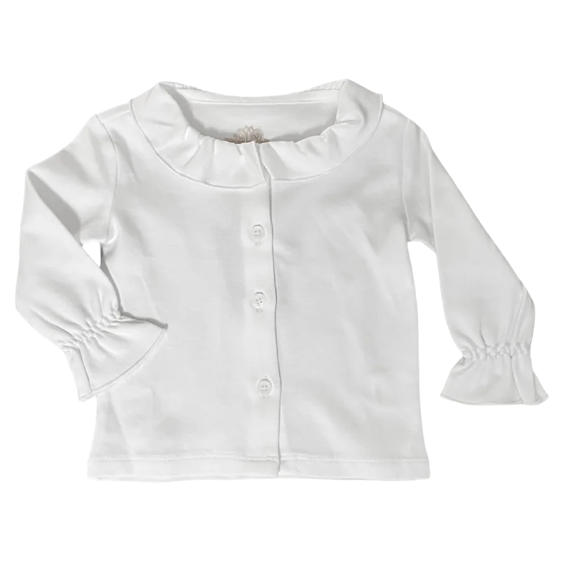 Cooper River Ruffle Shirt- Wentworth White-- Hooded Caped Shawl Collar