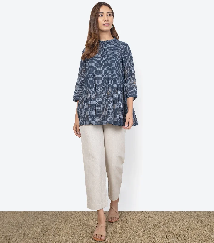 Navy Cotton Summer Shirt-- Casual Formal Business