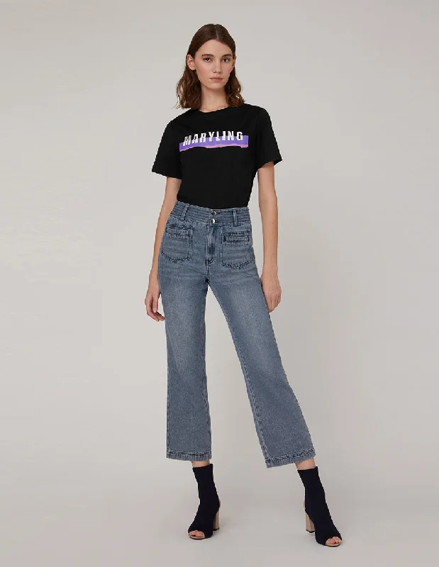 MARYLING Round-neck monogrammed matching T-shirt-- Nylon Fabric Polyester Fabric Spandex Fabric MARYLING Round-neck monogrammed matching T-shirt-- Nylon Fabric Polyester Fabric Spandex Fabric