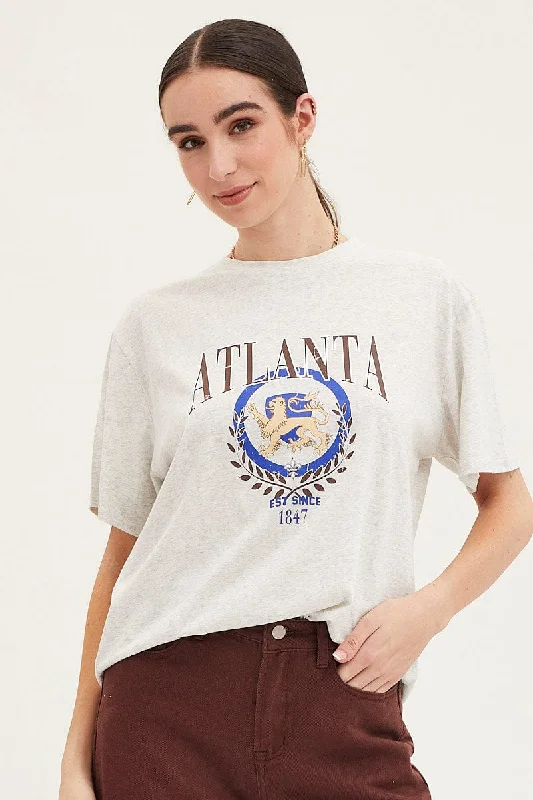 Grey Graphic T Shirt-- Chenille Blend Fleece Blend Nylon Blend