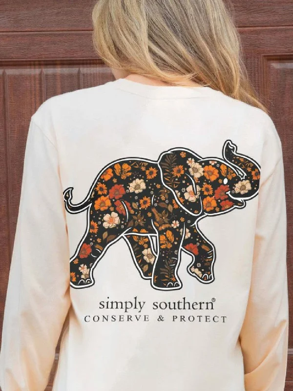 Simply Southern Floral Elephant Tracker Long Sleeve Shirt-- Nylon Fabric Polyester Fabric Spandex Fabric Simply Southern Floral Elephant Tracker Long Sleeve Shirt-- Nylon Fabric Polyester Fabric Spandex Fabric