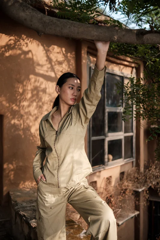 The Terra Tribe Khaki Arizona Shirt-- Polka Dot Checkered Tartan
