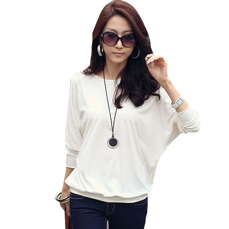 Batwing T Shirt Women Tshirt Fashion Womens Long Sleeve Tops White Loose T-shirt Plus Size Woman Clothes-- Iron Safe Non-Iron Wrinkle Free Batwing T Shirt Women Tshirt Fashion Womens Long Sleeve Tops White Loose T-shirt Plus Size Woman Clothes-- Iron Safe Non-Iron Wrinkle Free