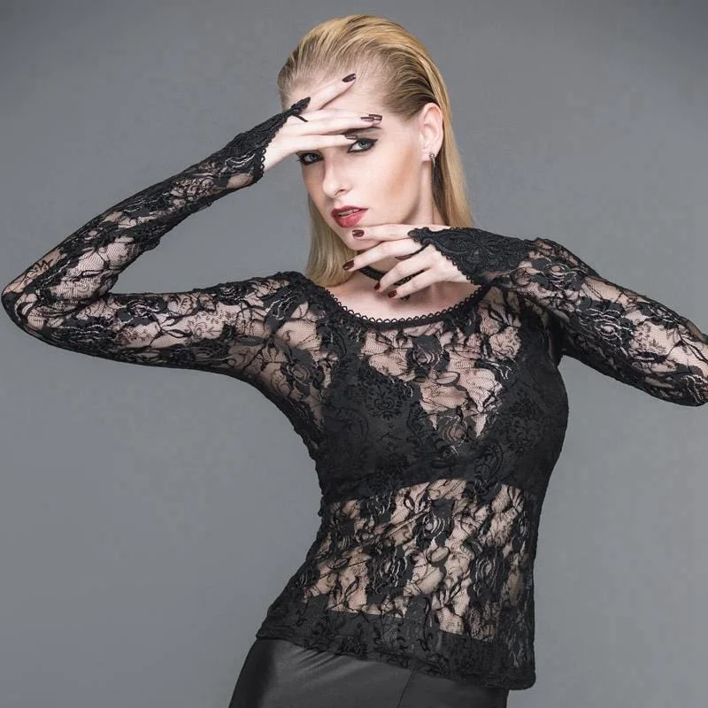 Women's Full Lace Punk T-Shirt-- Cotton Fabric Linen Fabric Terry Fabric