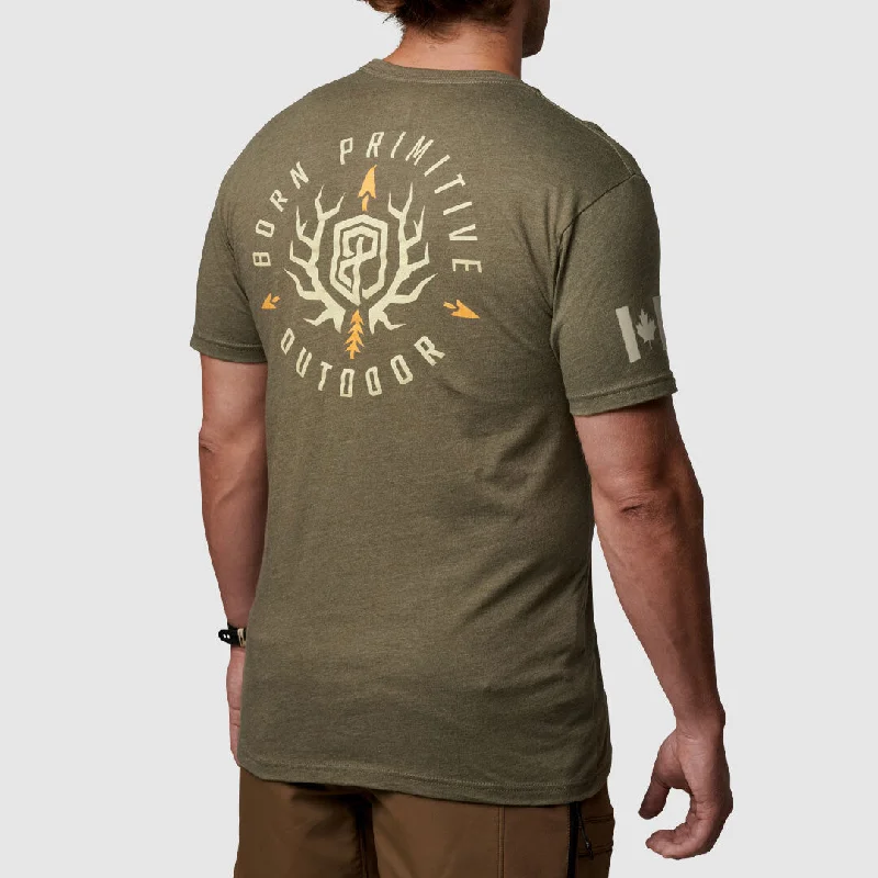 Canada Outdoor Emblem T-Shirt (Military Green)-- Handmade Hand-knitted Hand-woven