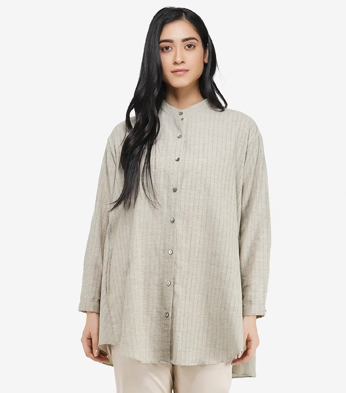 Beige khadi Antifit shirt-- Spandex Blend Rayon Blend Denim Blend