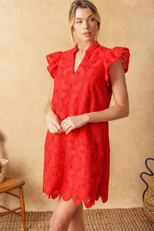 FLYING TOMATO | FLEETING WHISPERS LACE WOVEN MINI DRESS Trendy Button-Detail Mini Dress FLYING TOMATO | FLEETING WHISPERS LACE WOVEN MINI DRESS Trendy Button-Detail Mini Dress